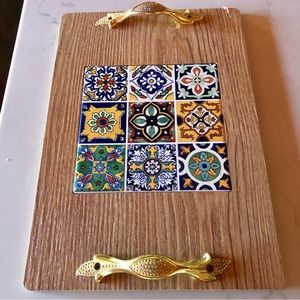 Beautiful Moroccan wooden / tiles tray
